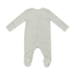 Green Stripe 2 Way Zipper Footie