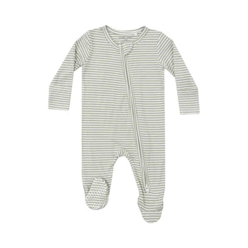 Green Stripe 2 Way Zipper Footie