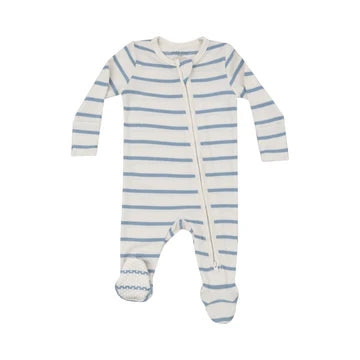 Ribbed Glacier Stripe 2 Way Zipper Footie