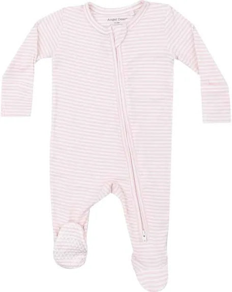 Pink Stripe Zipper Footie